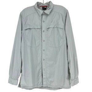 The North Face Shirt Men's  Fishing Hiking Button Up Long Sleeve Gray -Small